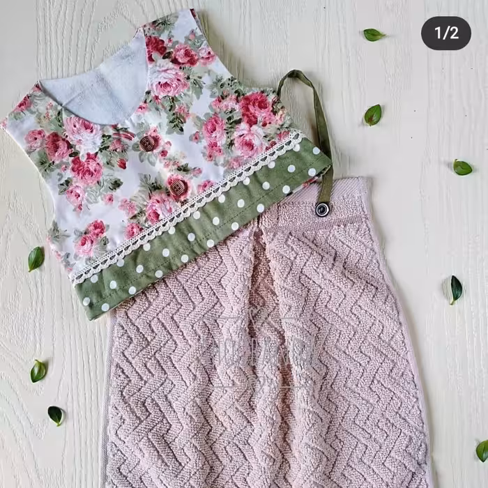 ست 11تیکه  آشپزخونه گلدار با خالدار سبز