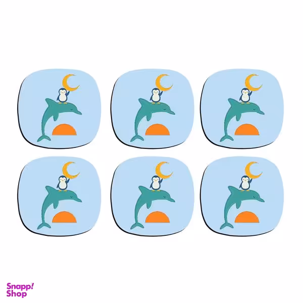 زیر لیوانی ترمه طراحان ایده مدل دلفین و پنگوئن کد CFP1451 بسته 6 عددی