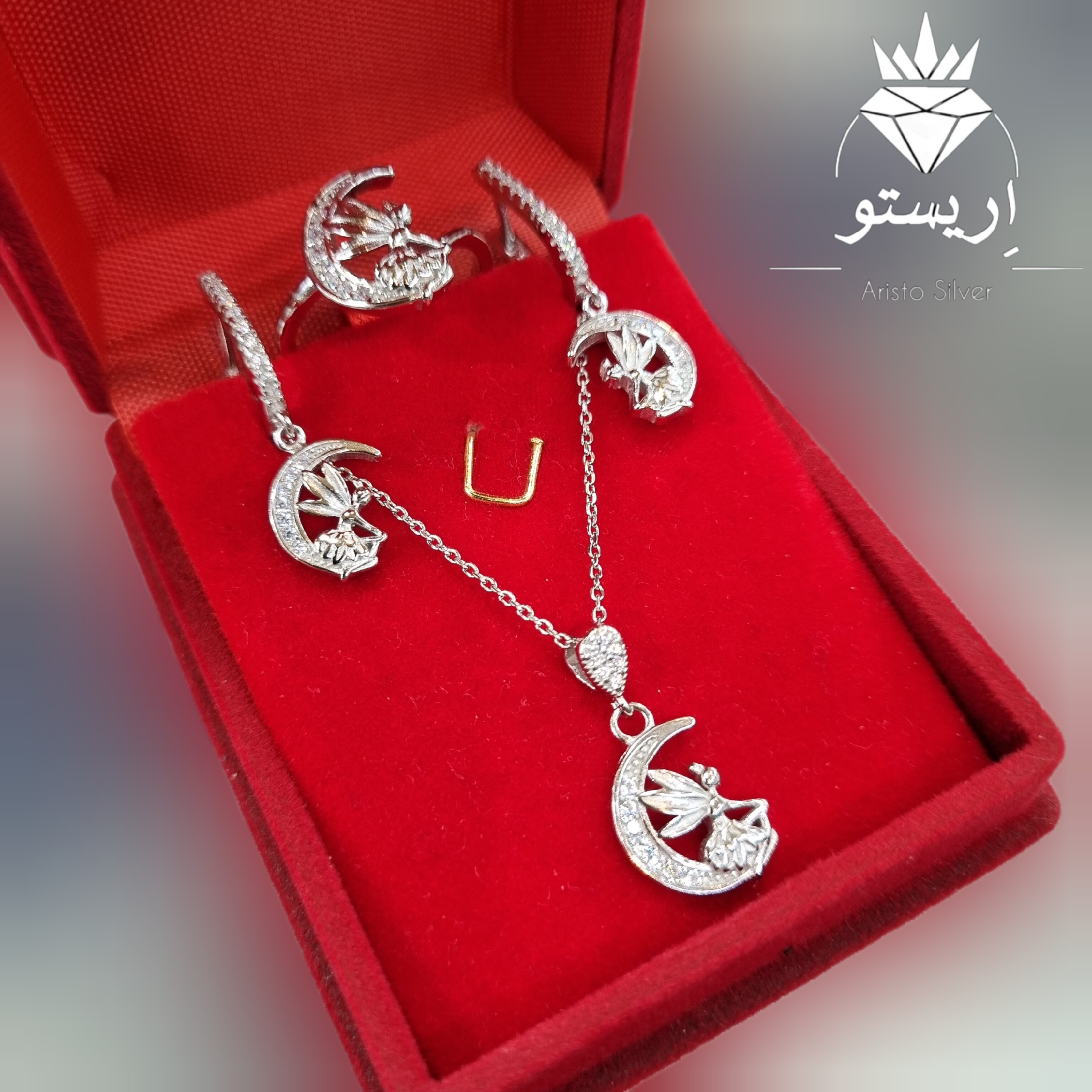 نیمست نقره (بازنجیر)فرشته میکرو جواهری عیار 925 اصل آبکاری طلاسفید همراه با فاکتور و ارسال رایگان