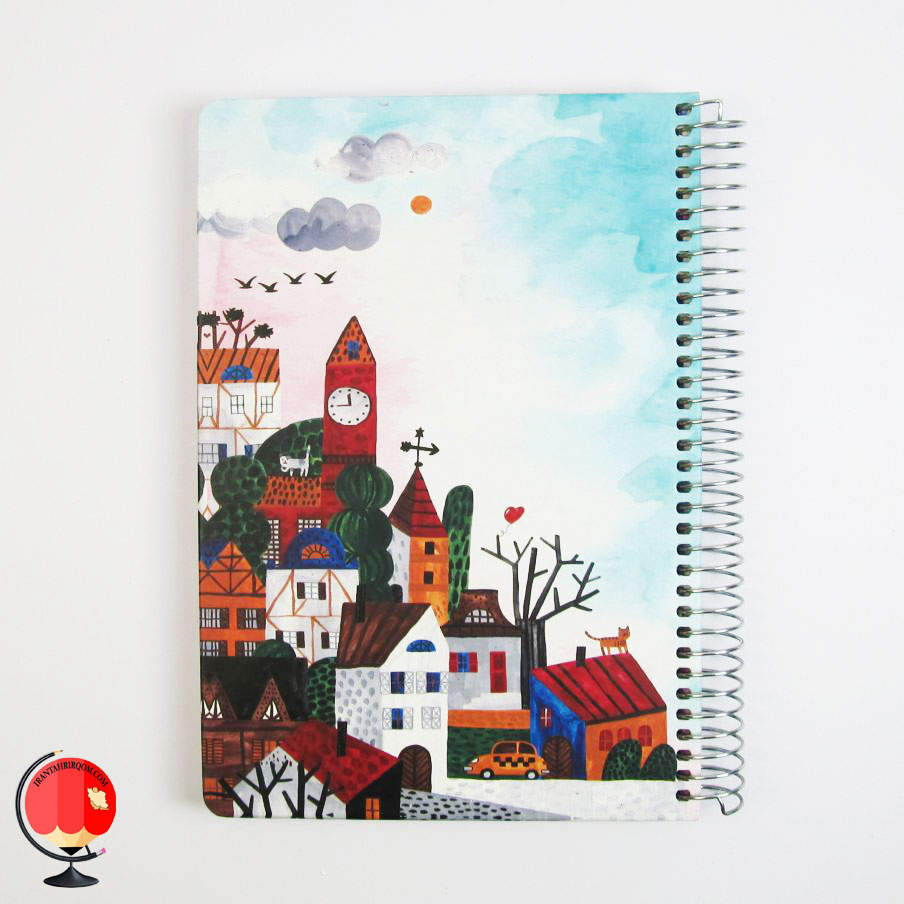 دفتر مشق 100 برگ سیمی طرح شهر زیبا جلد سخت سویل