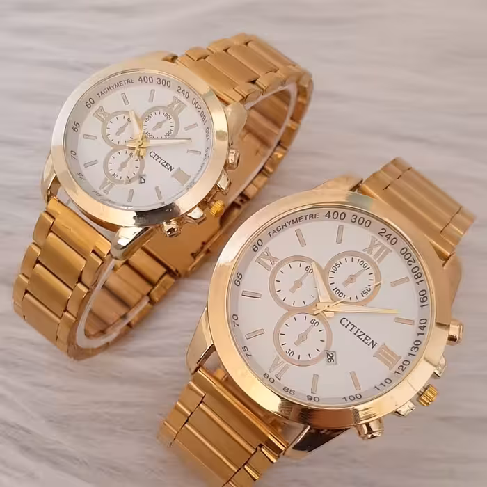 ست ساعت سیتیزن بندطلایی صفحه سفید