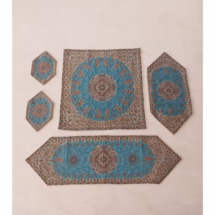 رومیزی ترمه ست پنج تکه طرح نسترن جدید 