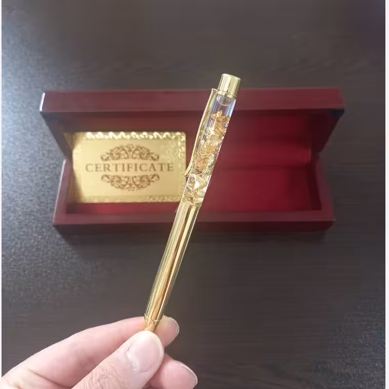 خودکار روکش طلا با جعبه چوبی ارجینال و با شناسنامه 