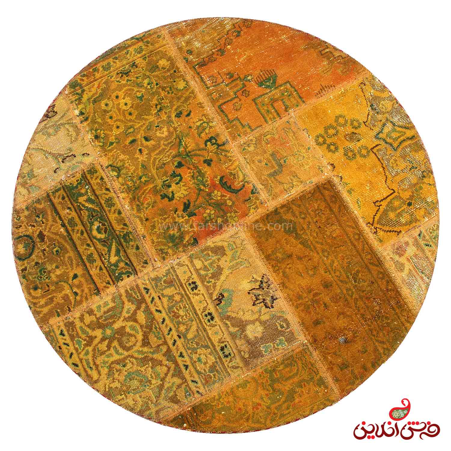 فرش گرد دستباف کلاژ کد 5055