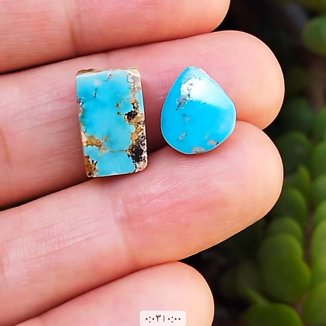پک دوتایی  سنگ  فیروزه نیشابوری اصل آبی خوش طبع برای نیمست