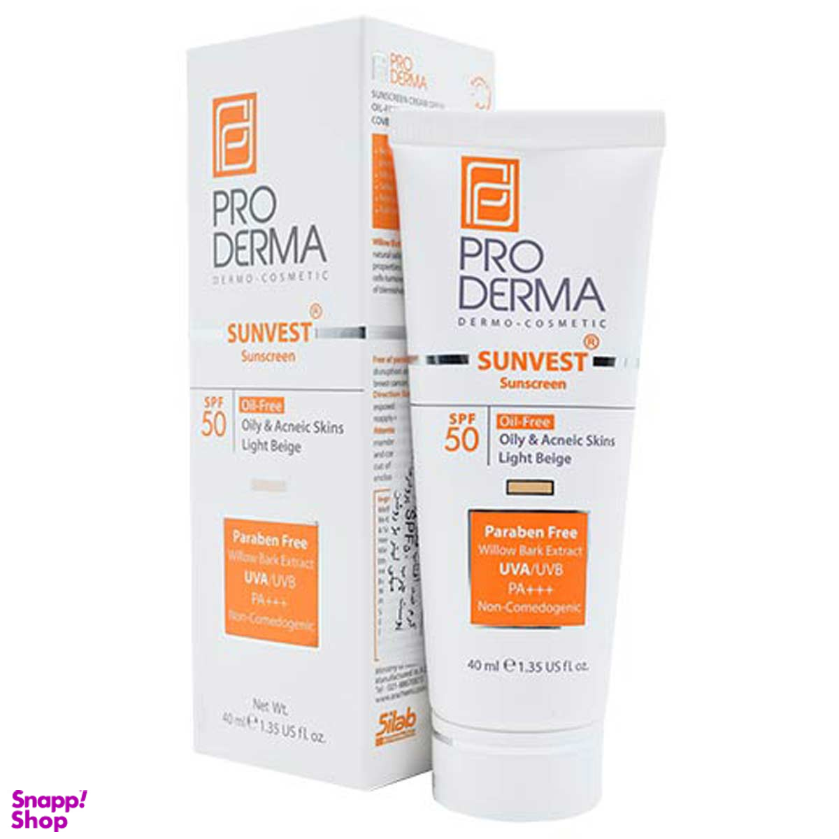 کرم ضد آفتاب پرودرما (Proderma) با SPF 50 مناسب برای پوست چرب رنگ بژ روشن حجم 50 میلی لیتر
