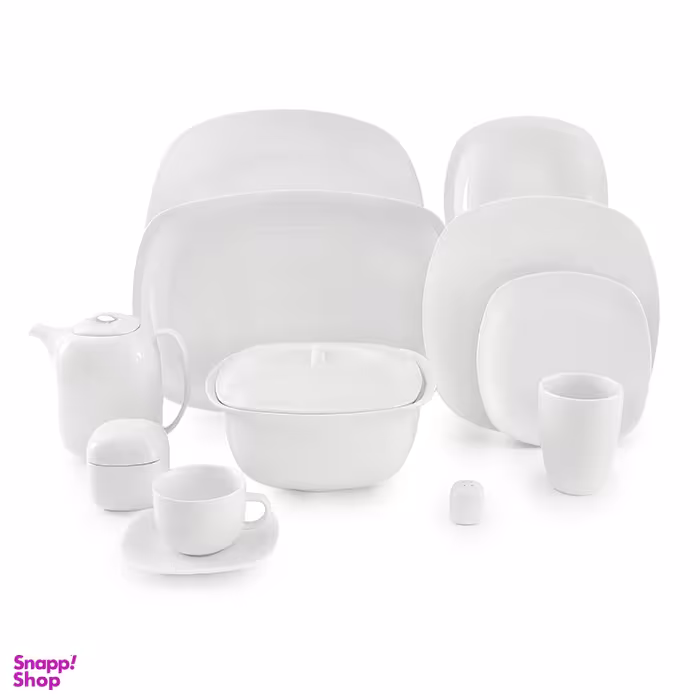 سرویس غذاخوری 98 پارچه چینی زرین ایران مدل ساده قالب کواترو درجه عالی