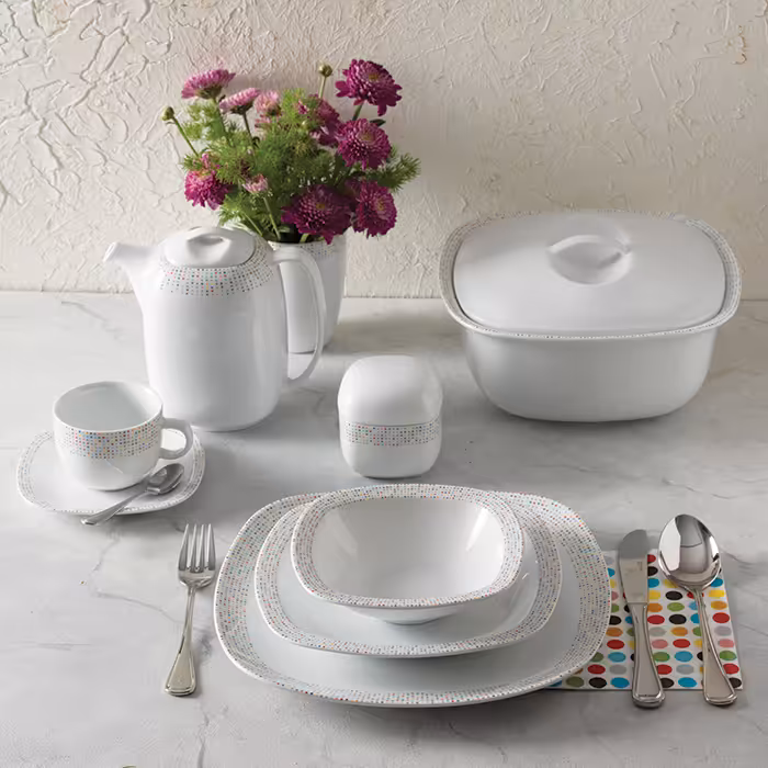 سرویس چینی زرین 12 نفره کامل ماتریکس (98 پارچه)