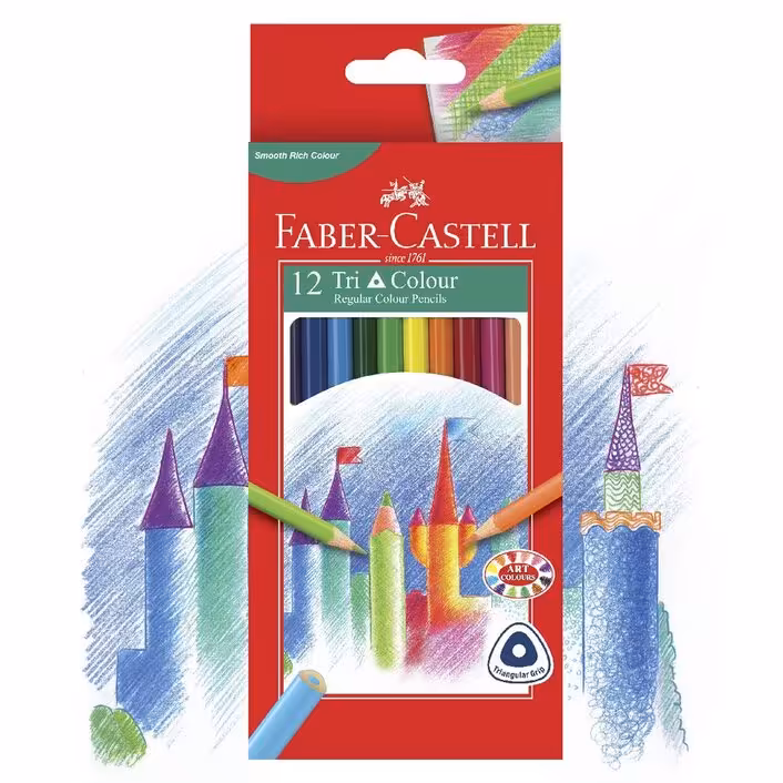 مداد رنگی 12 رنگ سه گوش جعبه مقوایی فابر کاستل