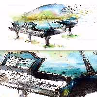 عکس پیانو با طرح آبرنگ | گرافیک با طعم تربچه