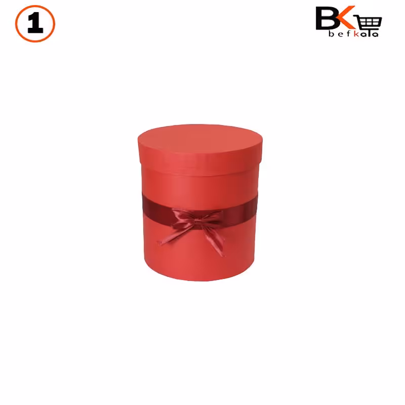 باکس کادویی استوانه ای ایستاده پاپیون دار قرمز کد58 سایز یک