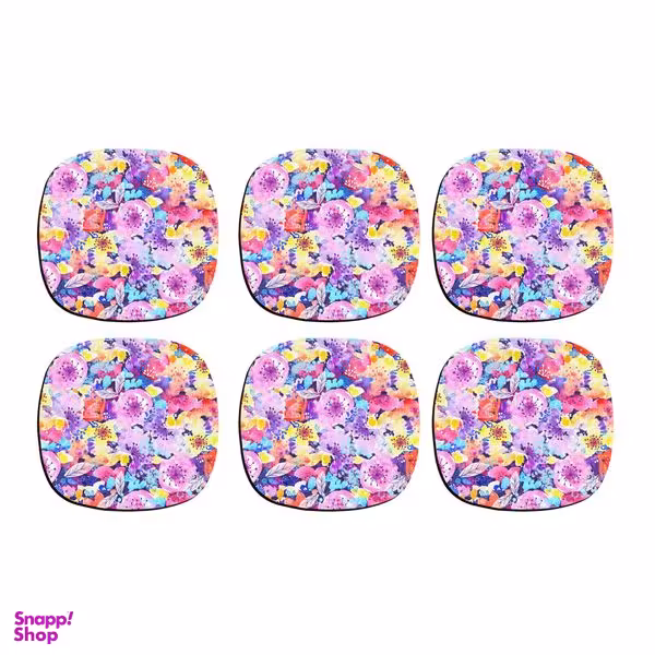 زیر لیوانی ترمه طراحان ایده مدل گل‌ کد CFP1434 بسته 6 عددی