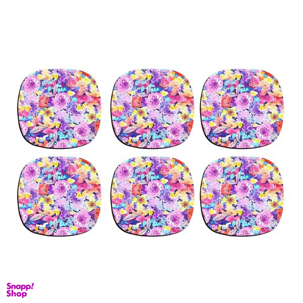 زیر لیوانی ترمه طراحان ایده مدل گل‌ کد CFP1434 بسته 6 عددی