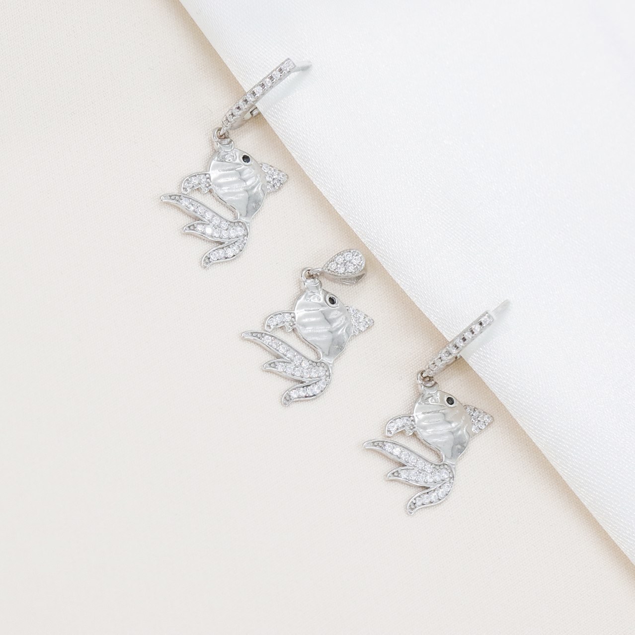 نیم ست نقره میکرو طرح ماهی  کد  S-10260-6