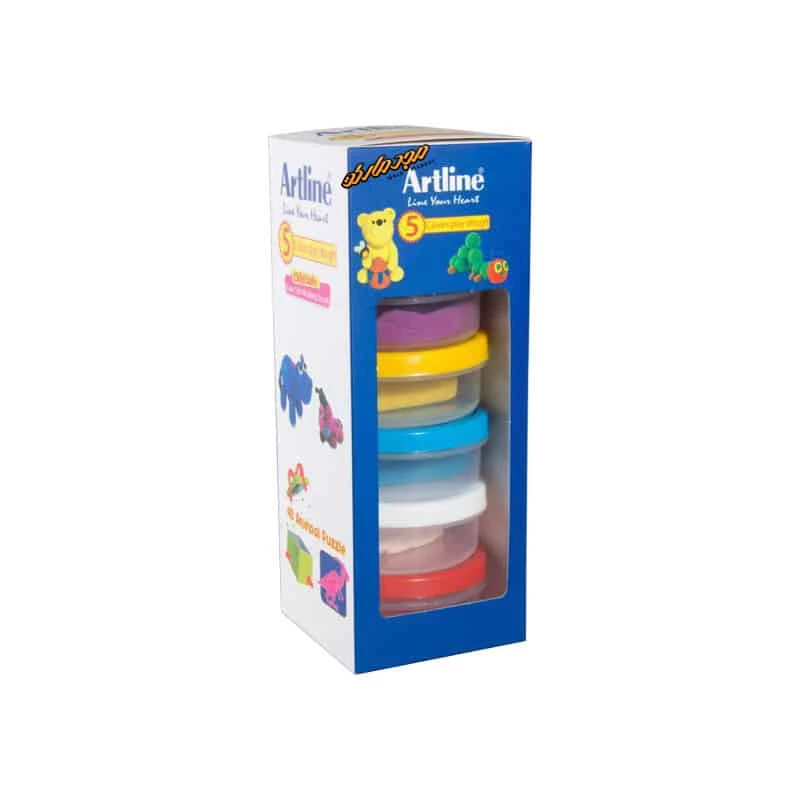 خمیر بازی 30 گرمی 5 رنگ ظرف گرد آرت لاین