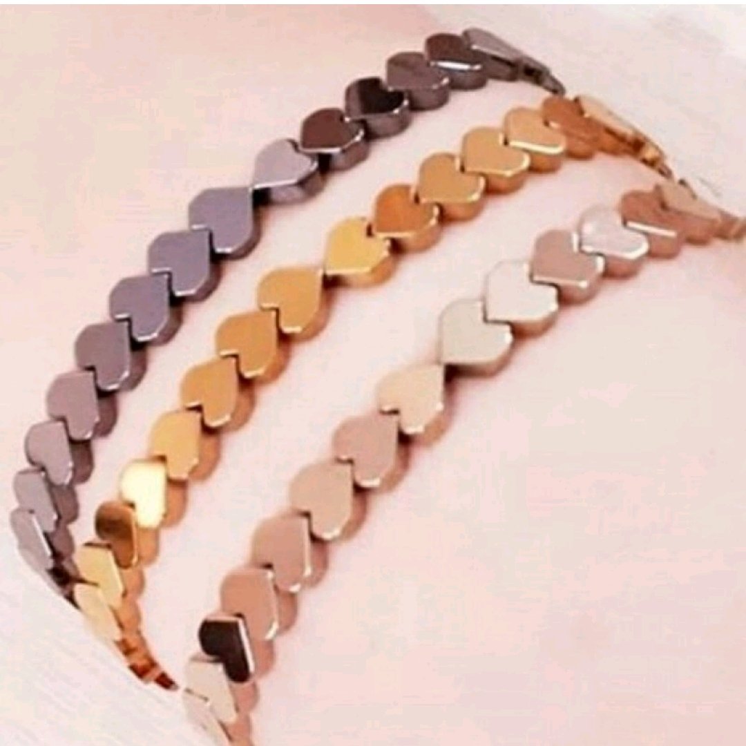 دستبند حدید طرح قلب  مشکی مسی هفت رنگ طلایی زنانه دخترانه
