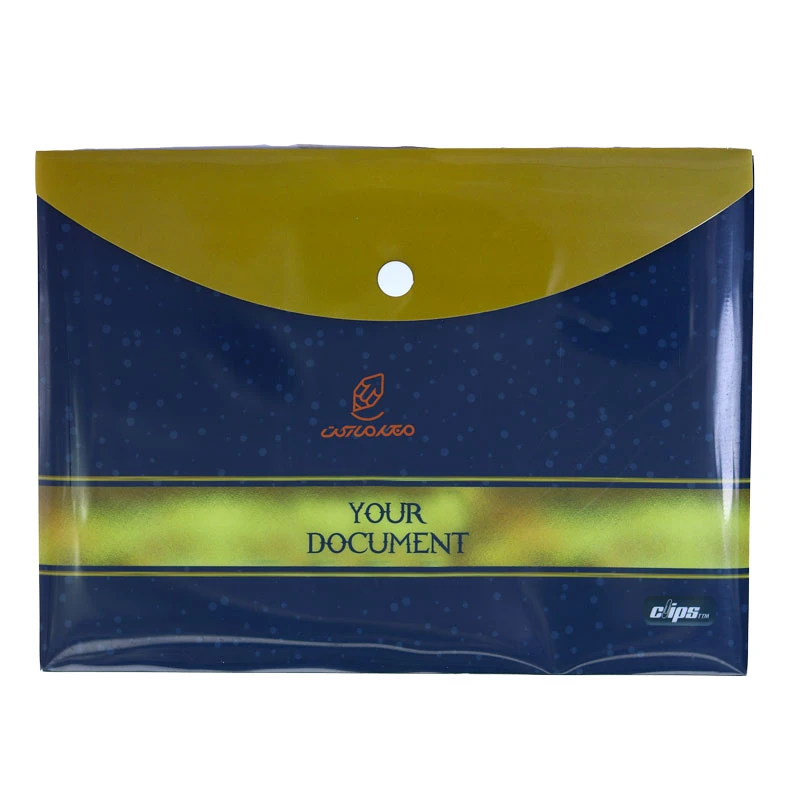 پوشه دکمه دار A5 طرح زمینه ی سرمه ای و زرد 152 کلیپس