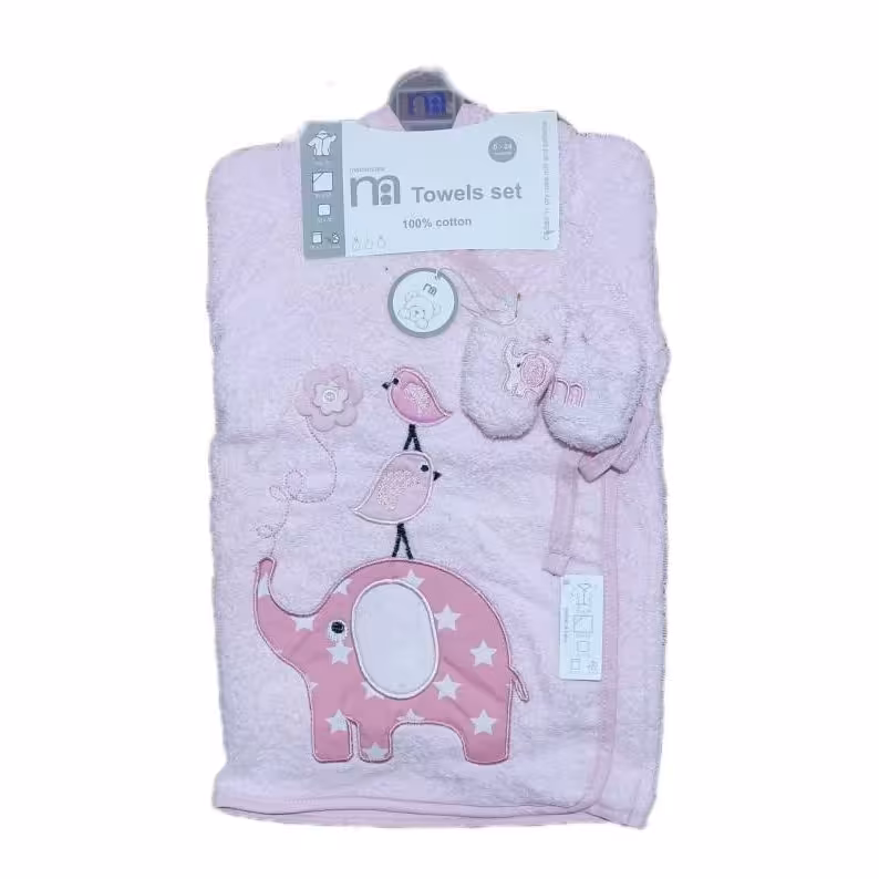 ست حوله نوزادی 5تکه طرح مدل مادرکر طرح فیل و جوجه