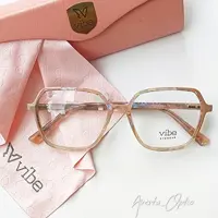 عینک کائوچو استیت طبی زنانه برند Vibe تک رنگ کرمی کهکشانی دسته فنردار