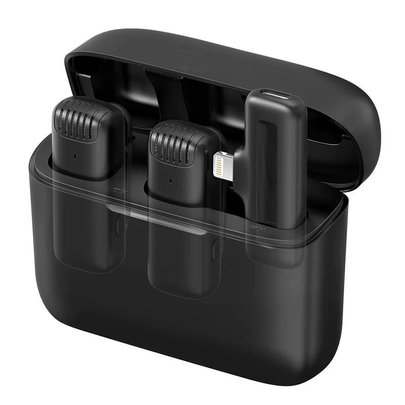 میکروفن بی سیم دارای کیس شارژ برای آیفون (دو تایی)