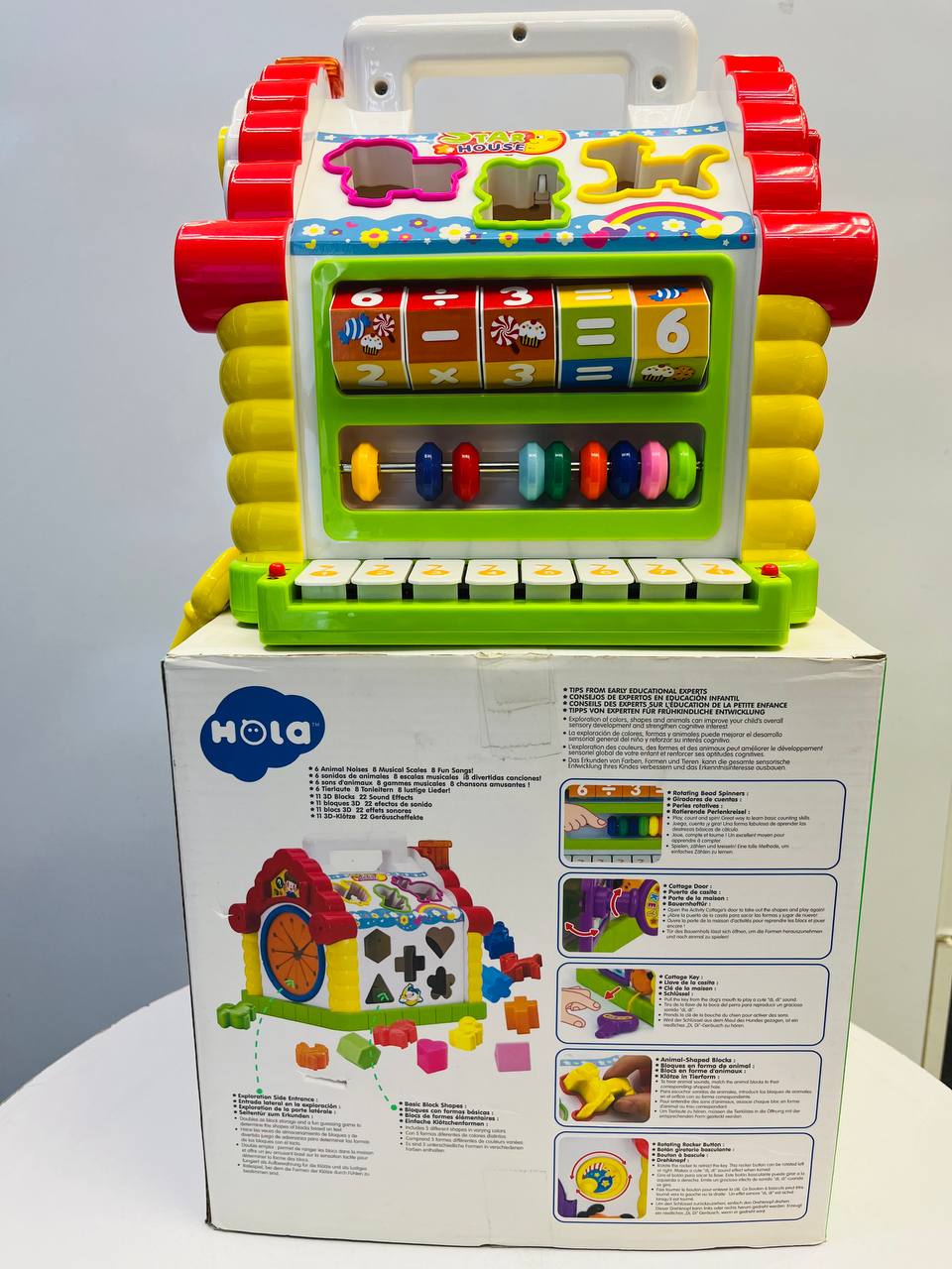 اسباب بازی کلبه اموزشی 5 کاره پیانو موزیکال و لگو اموزشی جذاب و با کیفیت عالی  هالی تویز hola