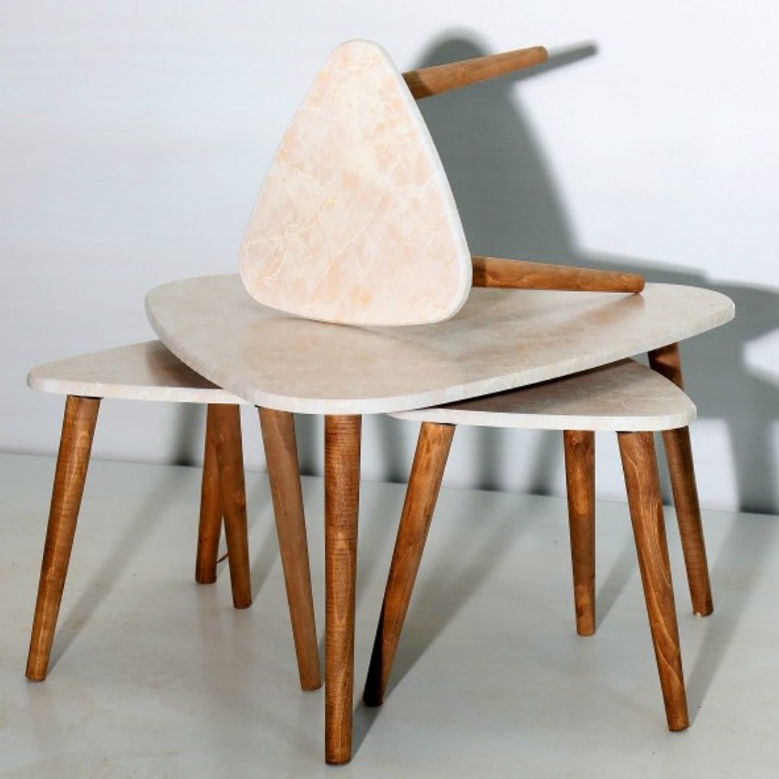 میز جلومبلی میز عسلی چهار تیکه تمام وکیوم مدل مثلث (هزینه ارسال به عهده مشتری است و درب منزل دریافت می شود) 