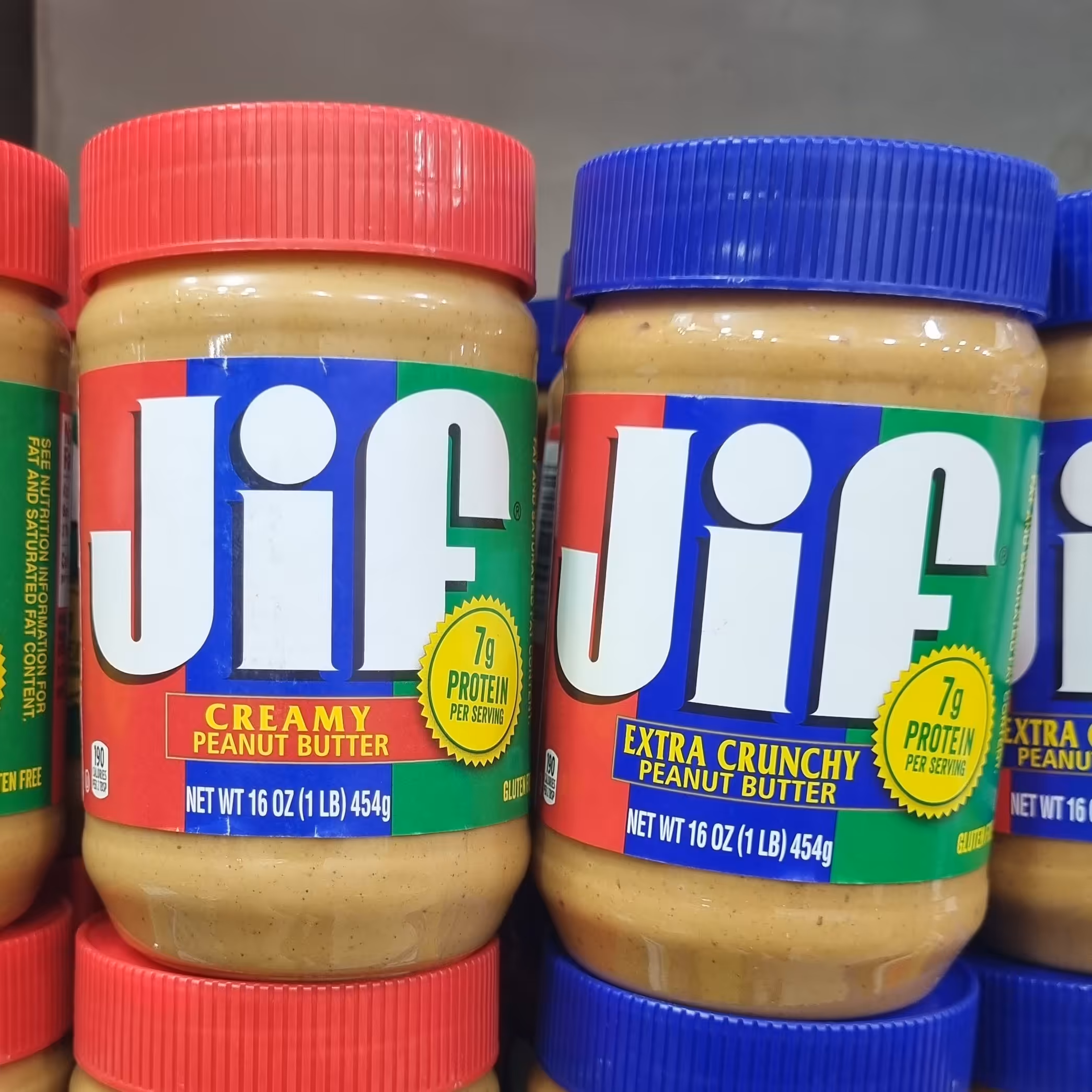 کره بادام زمینی جیف امریکایی بدون گلوتن پک دوتایی قرمز و آبی