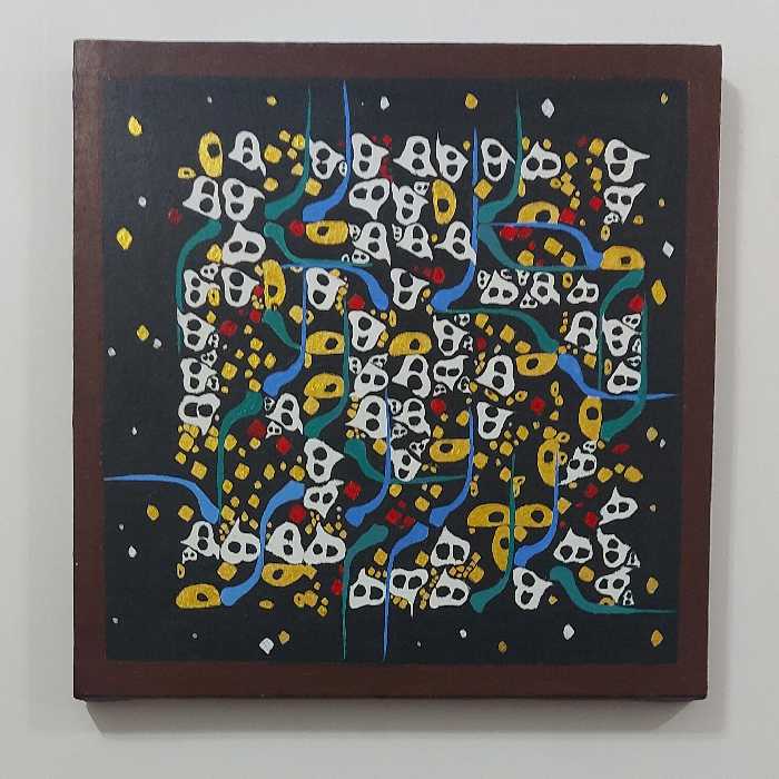 تابلو نقاشی خط در ابعاد 30 در 30 کار شده با رنگ اکرلیک