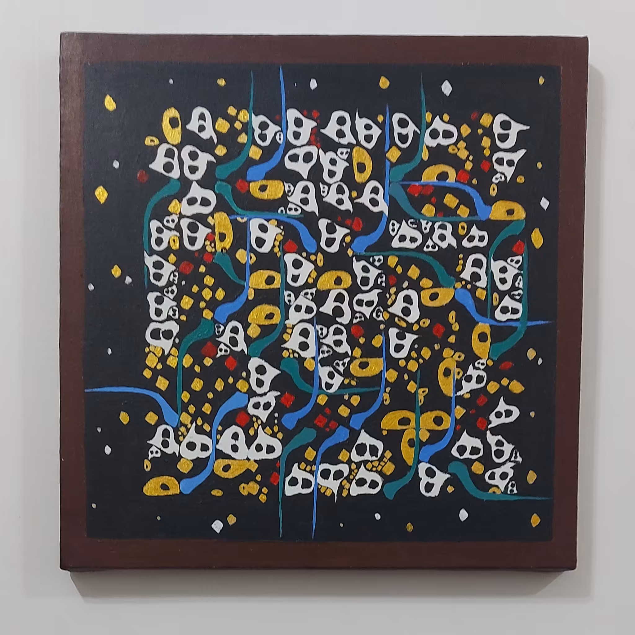 تابلو نقاشی خط در ابعاد 30 در 30 کار شده با رنگ اکرلیک