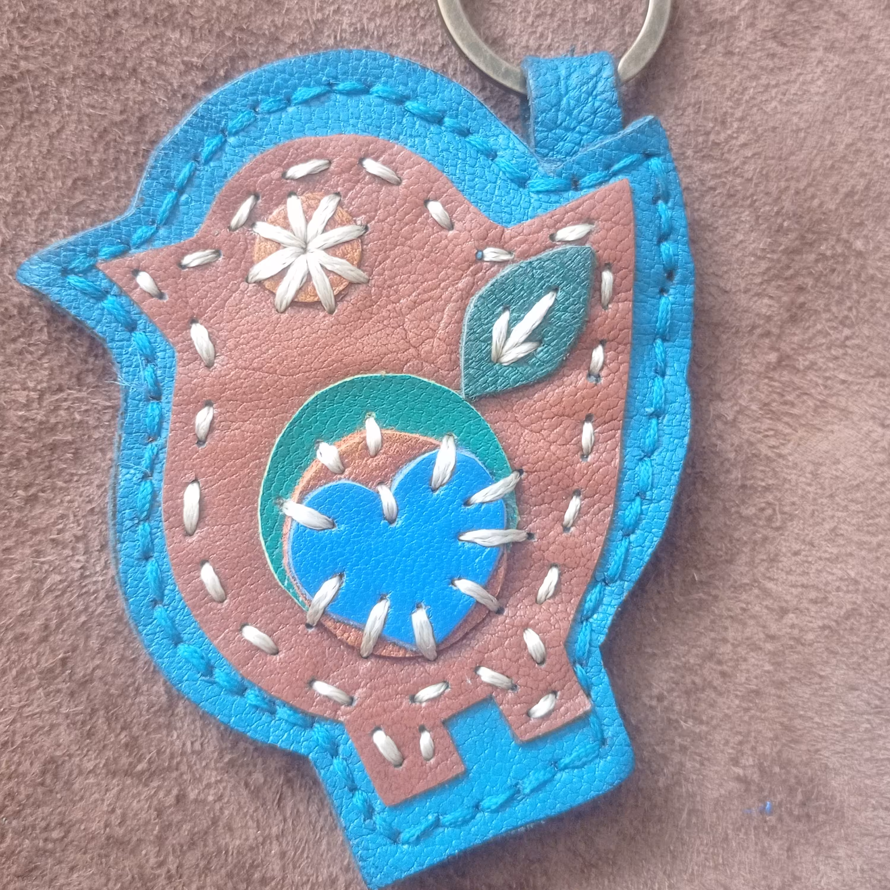  جاکلیدی پرنده چرم دست دوز (چرم طبیعی)