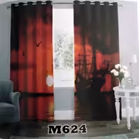 پرده چاپی پانچ دو قواره طرح منظره کد m624