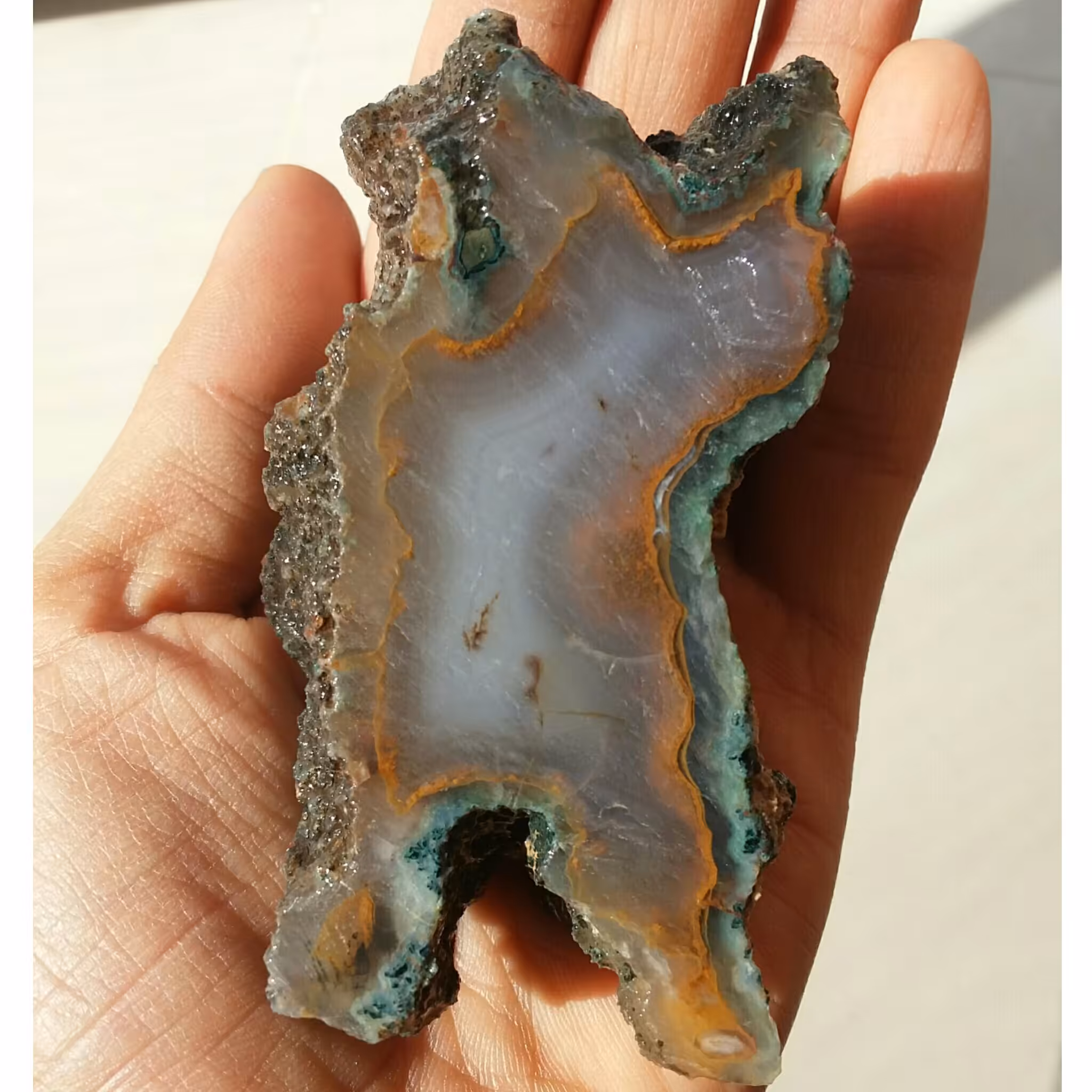 اسلایس سنگ راف عقیق رنگی قاصدک دار محشررر شاهکار خلقت 100درصد طبیعی