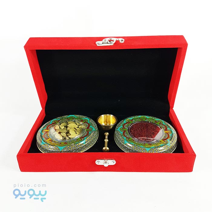 پکیج زعفران و هل دو خاتم بسته بندی مخمل کوچک