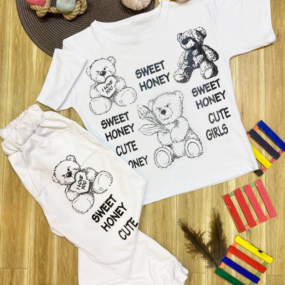 کراپ و شلوار دخترانه سایز 50 تا65 سفید مشکی