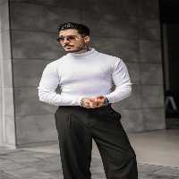 پلیور سفید مردانه ژاکت بافندگی نیمه لاک پشت OUTFİT MAN