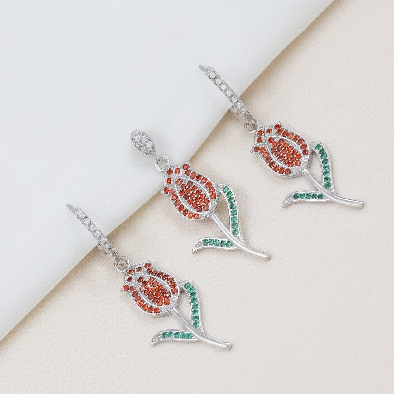 نیم ست نقره میکرورنگی  کد  S-10272-7.1