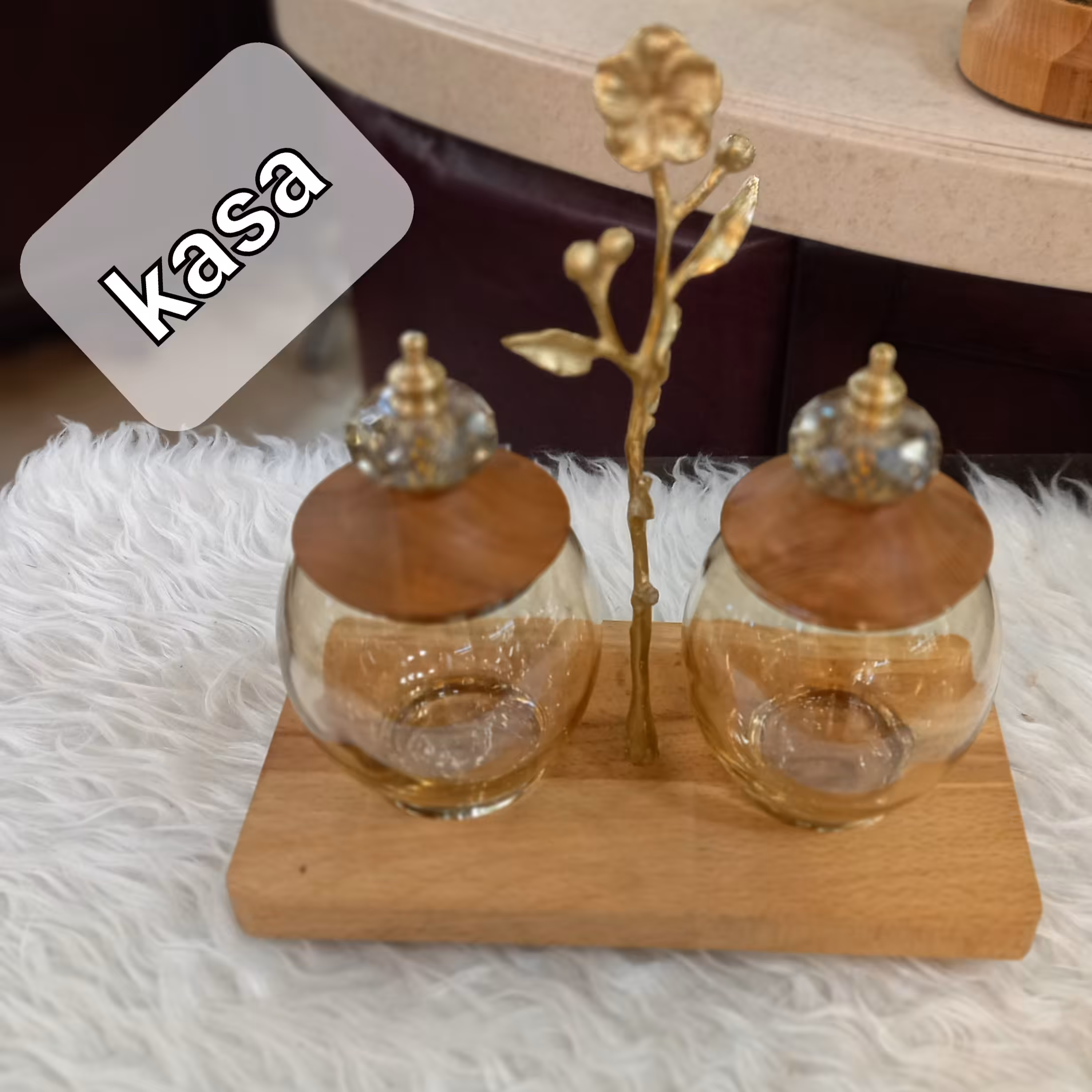 کندی پاسماوری دوتایی گل برنجی