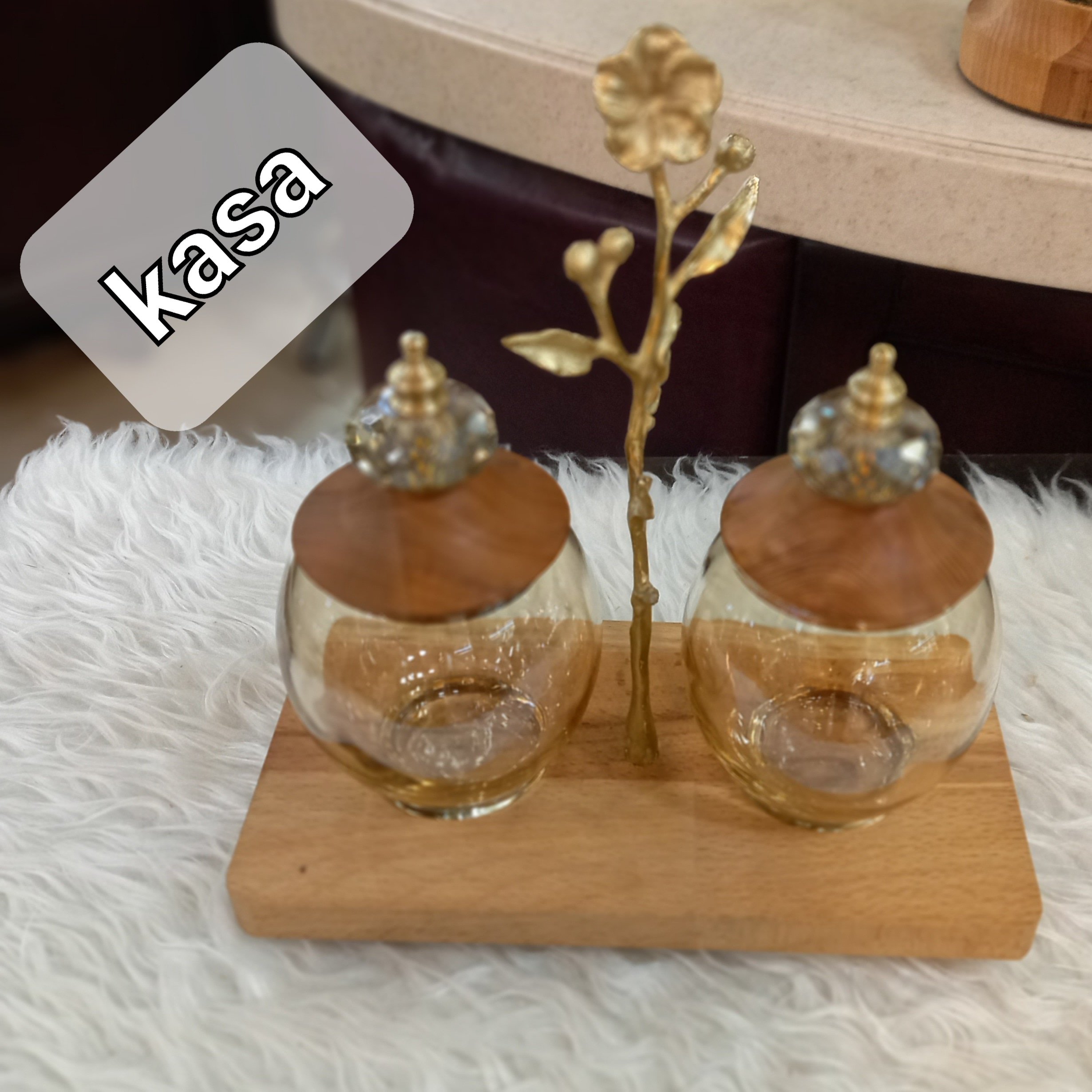 کندی پاسماوری دوتایی گل برنجی
