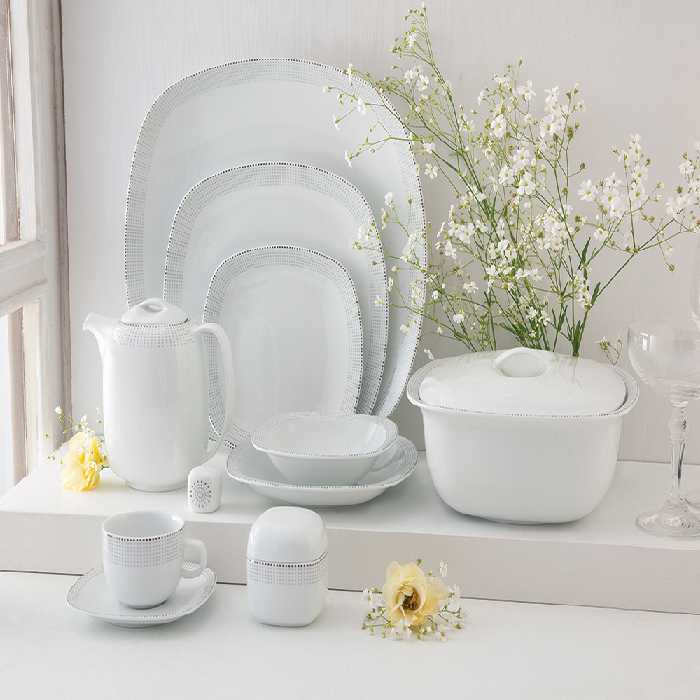 سرویس چینی 12 نفره لورن پلاتینی