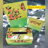 سطل آشغال و جادستمال mdf ، نقاشی شده با دست و کاملا رنگ ثابت