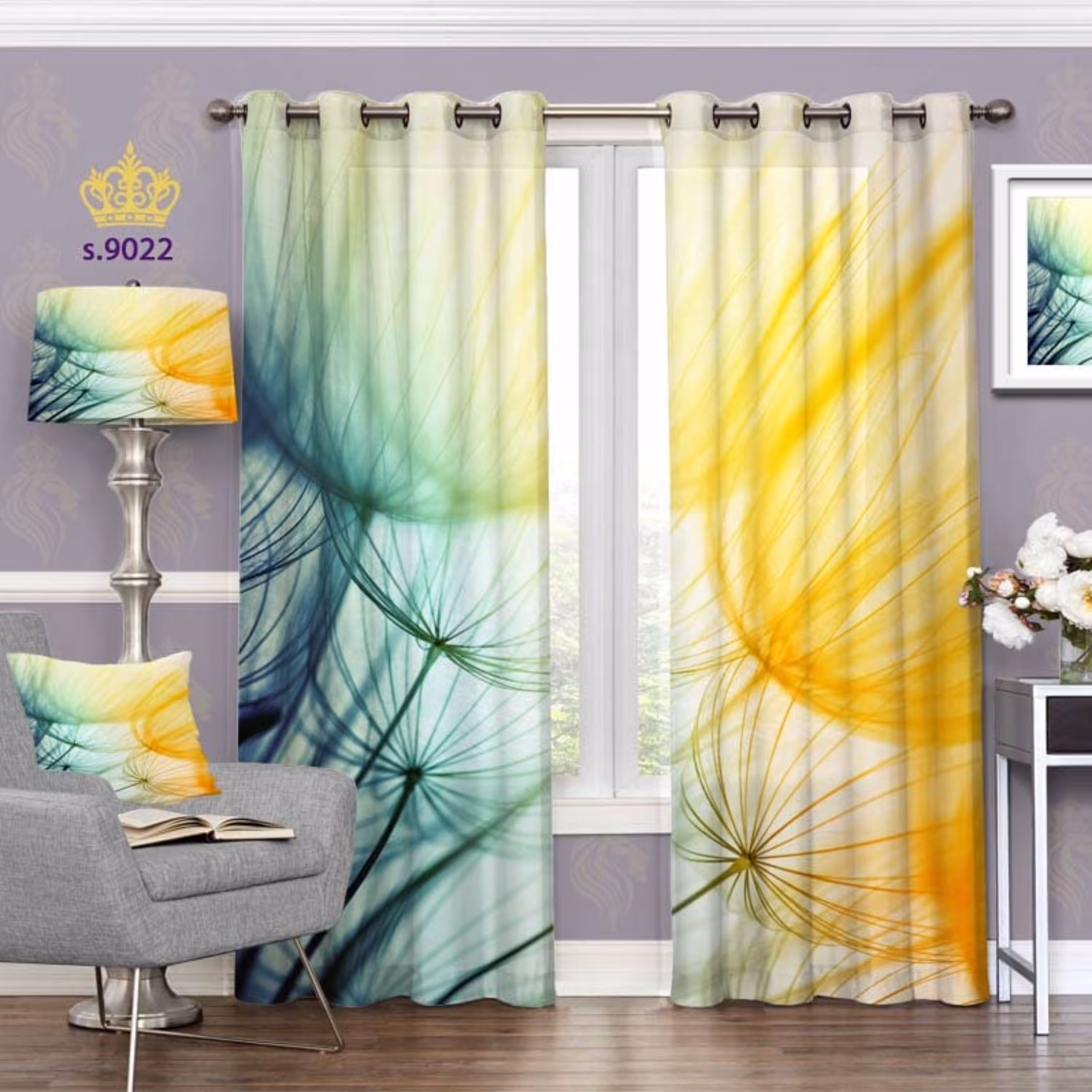 پرده اتاق خواب و پذیرایی - طرح قاصدک - کد 9022