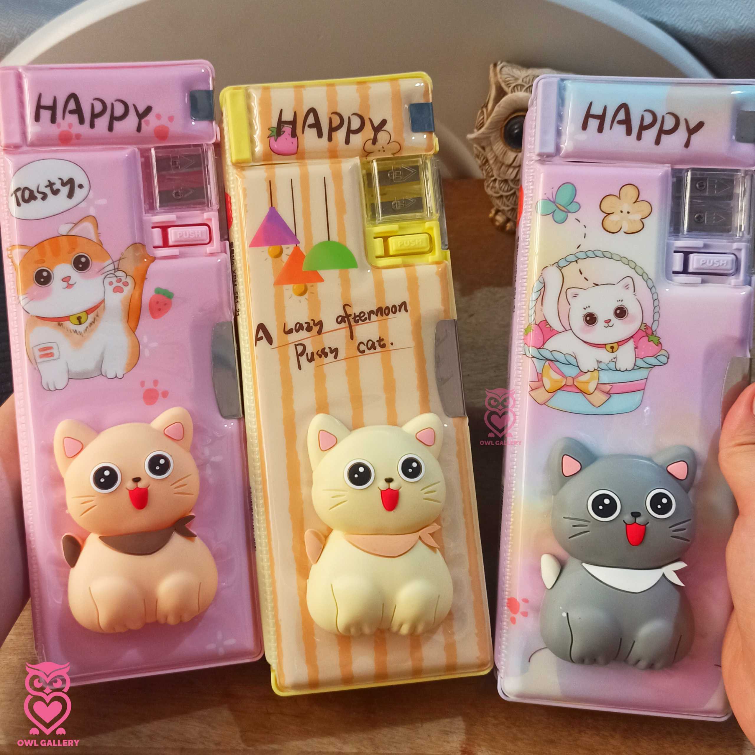 جامدادی مگنتی اسکوییشی دار و تراش دار طرح گربه