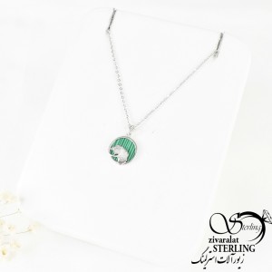 گردنبند نقره سبز گرد
