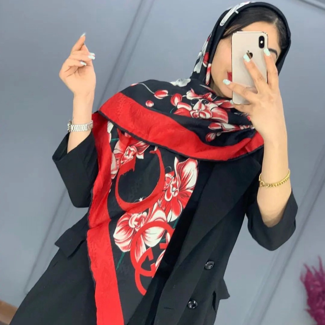 روسری ابریشم ژاکارد دست دوز وارداتی