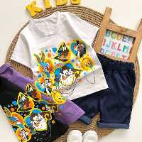 ست تیشرت شلوارک اسپرت طرح خرگوش و دوستاش