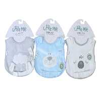 پیشبند نوزادی پسرانه با بند پستانک دکمه ای لیتل می little me
