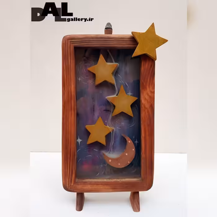 جاعودی چوبی آبشاری  قاب دار  پایه دار با هنر نقاشی و هنر پیکر تراشی