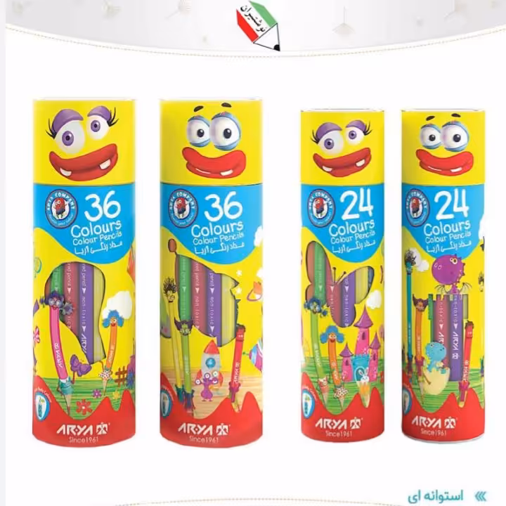 مداد رنگی 12 رنگ استوانه ای آریا 25012