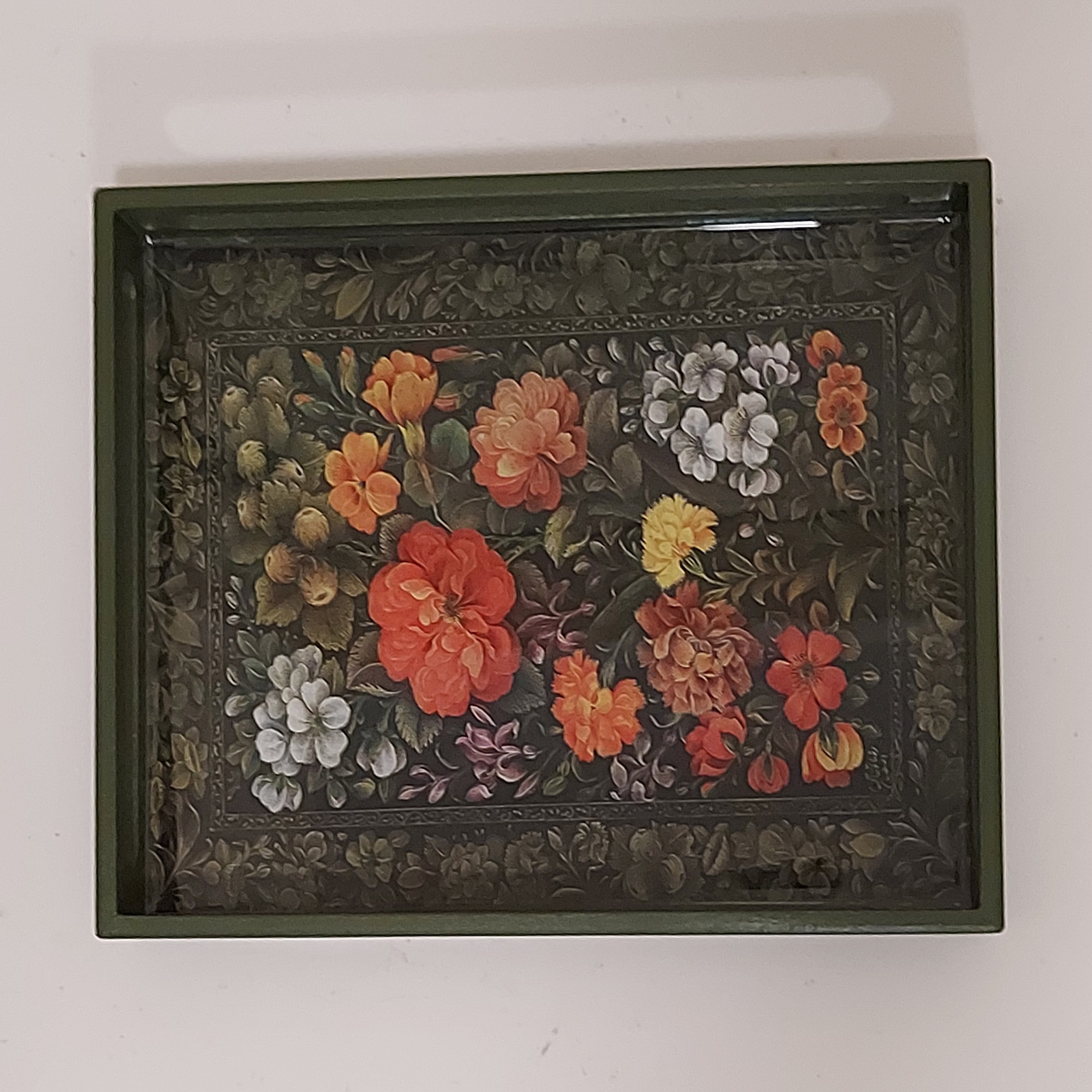 سینی چوبی گل ومرغ