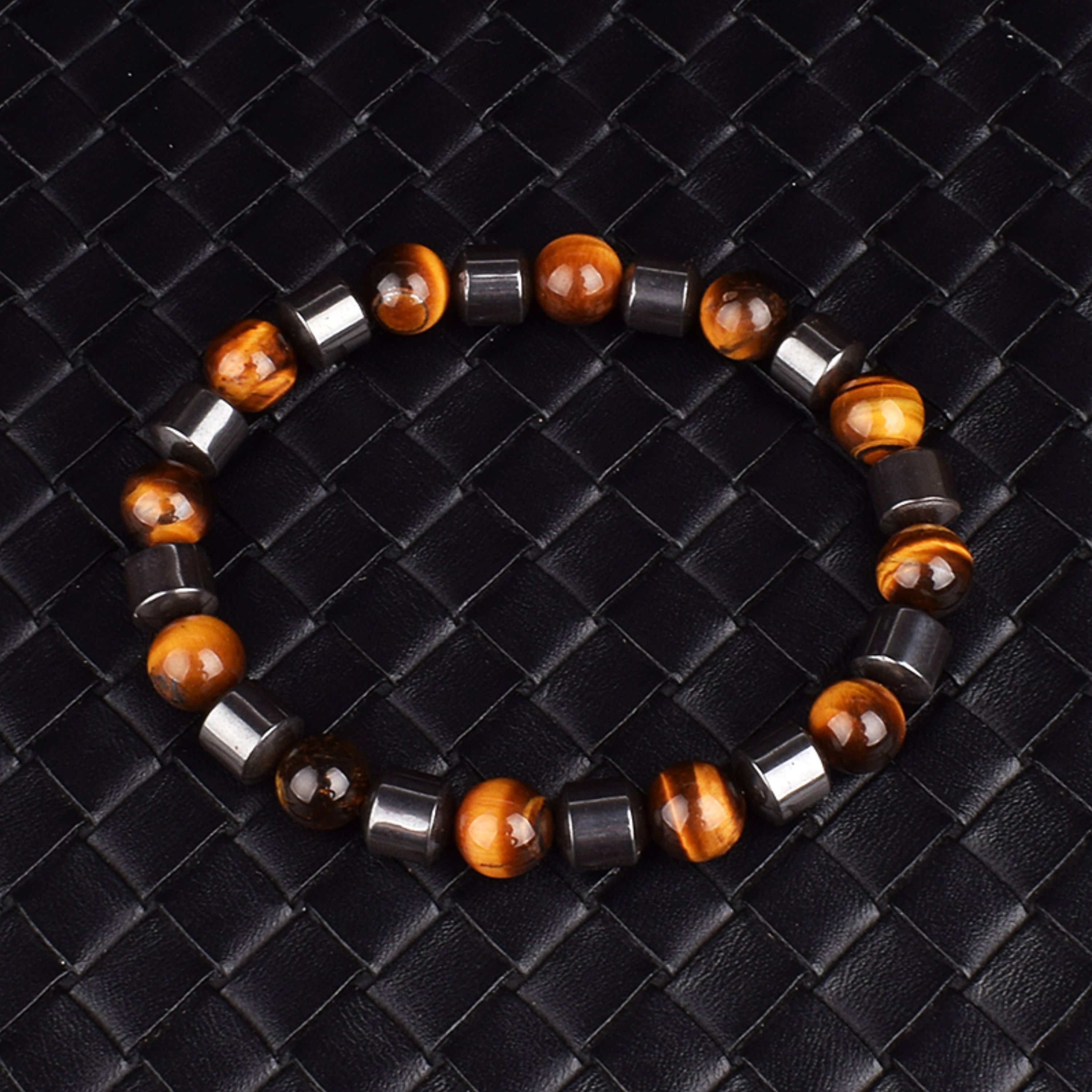 دستبند سنگ حدید و چشم ببر کد 102